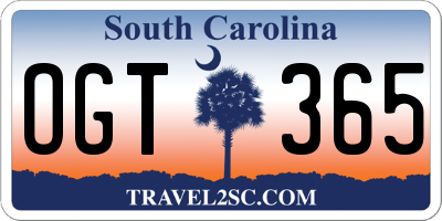 SC license plate OGT365