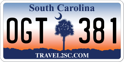 SC license plate OGT381