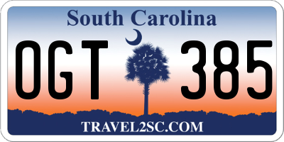 SC license plate OGT385