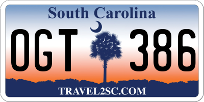 SC license plate OGT386