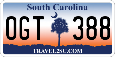 SC license plate OGT388