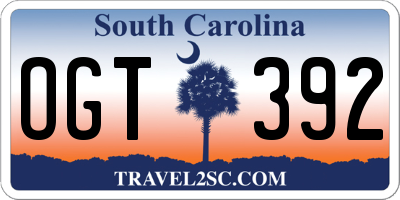 SC license plate OGT392