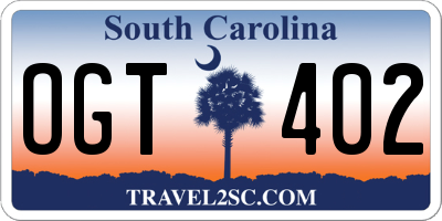 SC license plate OGT402