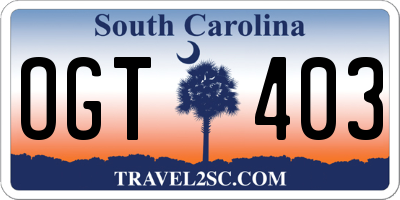 SC license plate OGT403
