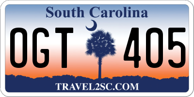 SC license plate OGT405