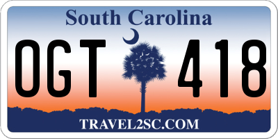 SC license plate OGT418