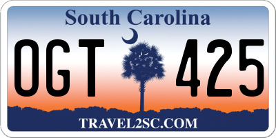 SC license plate OGT425