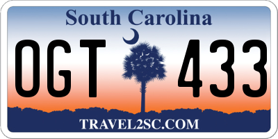 SC license plate OGT433
