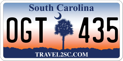 SC license plate OGT435