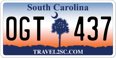 SC license plate OGT437