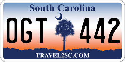 SC license plate OGT442