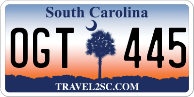 SC license plate OGT445