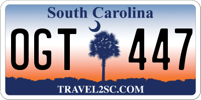 SC license plate OGT447