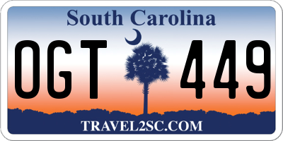 SC license plate OGT449