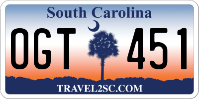 SC license plate OGT451