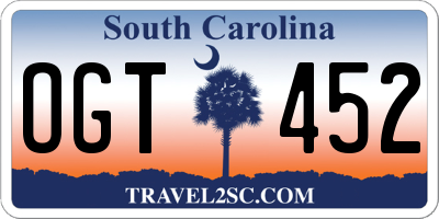 SC license plate OGT452