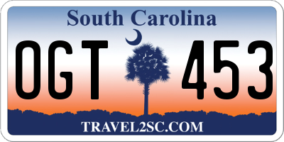 SC license plate OGT453