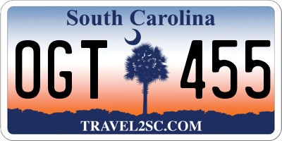 SC license plate OGT455