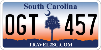 SC license plate OGT457