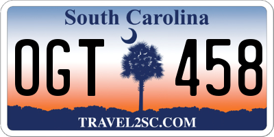 SC license plate OGT458