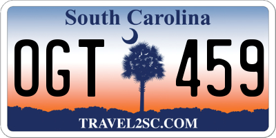 SC license plate OGT459