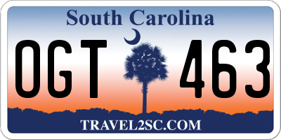 SC license plate OGT463