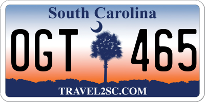 SC license plate OGT465