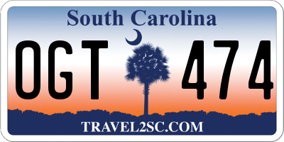 SC license plate OGT474