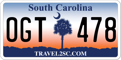 SC license plate OGT478