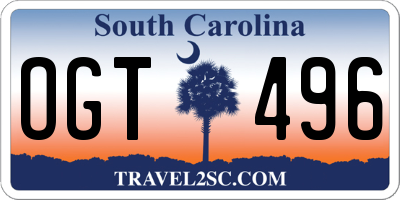 SC license plate OGT496