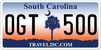 SC license plate OGT500