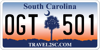 SC license plate OGT501