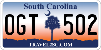 SC license plate OGT502