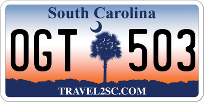 SC license plate OGT503