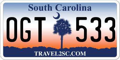 SC license plate OGT533