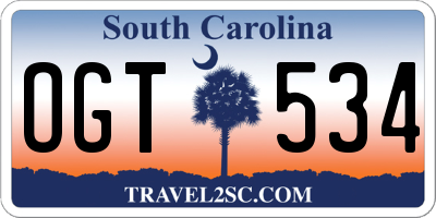 SC license plate OGT534