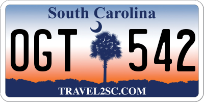 SC license plate OGT542