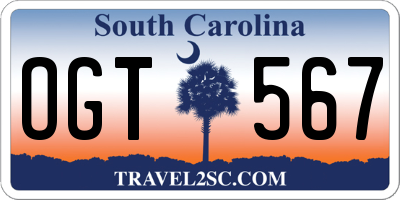 SC license plate OGT567