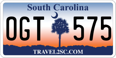 SC license plate OGT575