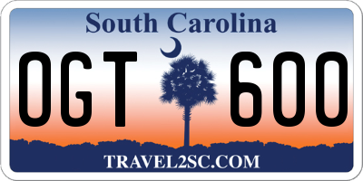 SC license plate OGT600