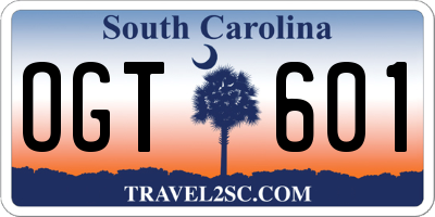 SC license plate OGT601