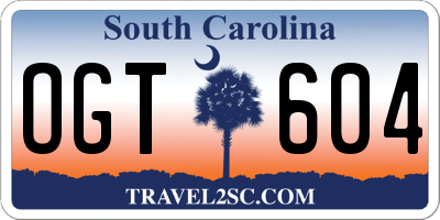 SC license plate OGT604