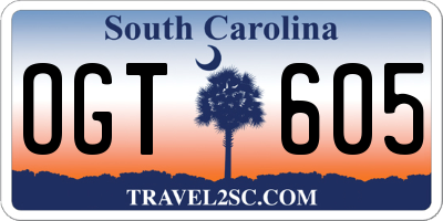 SC license plate OGT605