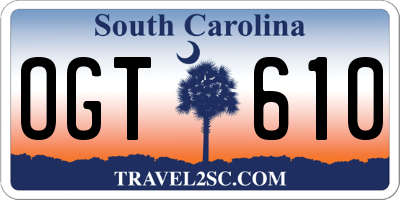 SC license plate OGT610