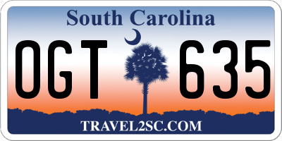 SC license plate OGT635