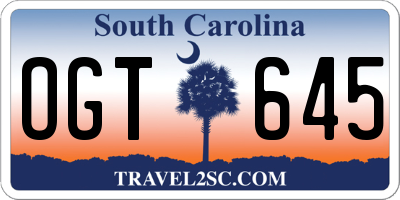 SC license plate OGT645