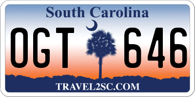 SC license plate OGT646
