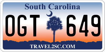 SC license plate OGT649