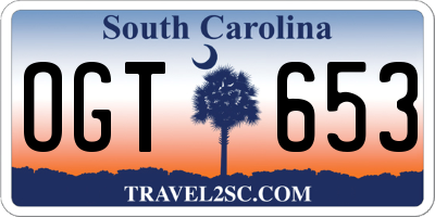 SC license plate OGT653