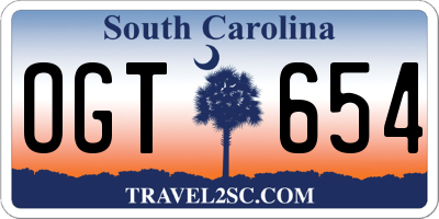 SC license plate OGT654